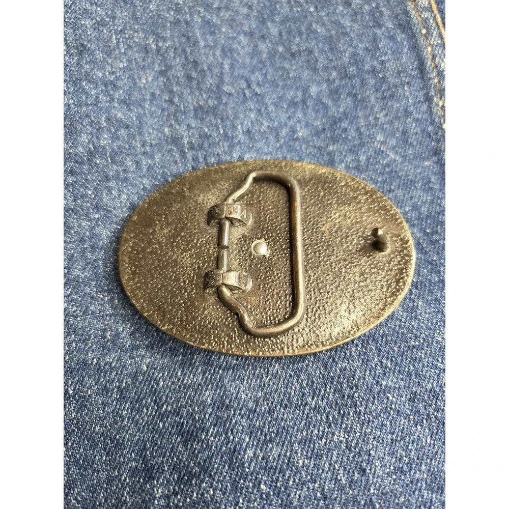 Vintage Western Wagon Brass Belt Buckle - Embedded Wagon Rare Find